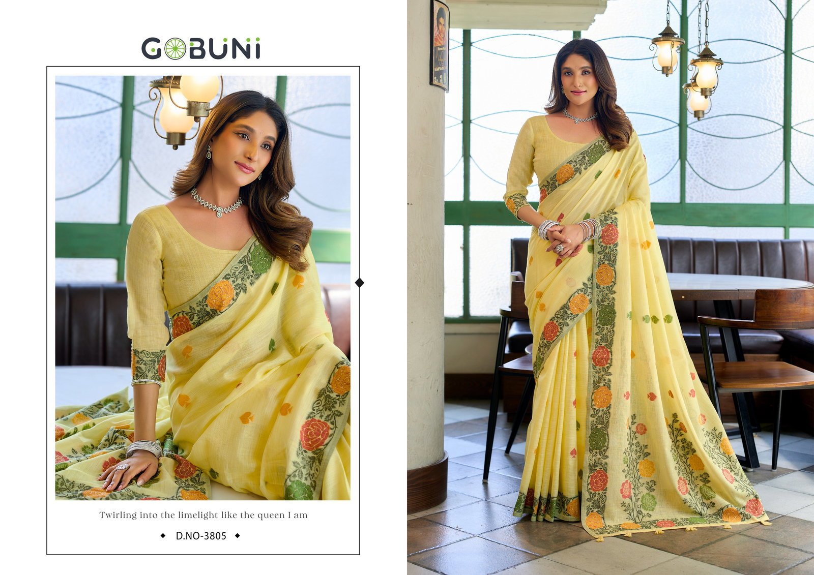 Stylish Gobuni Suman Linen Jacquard Handloom Saree Collection Wholesale 2026