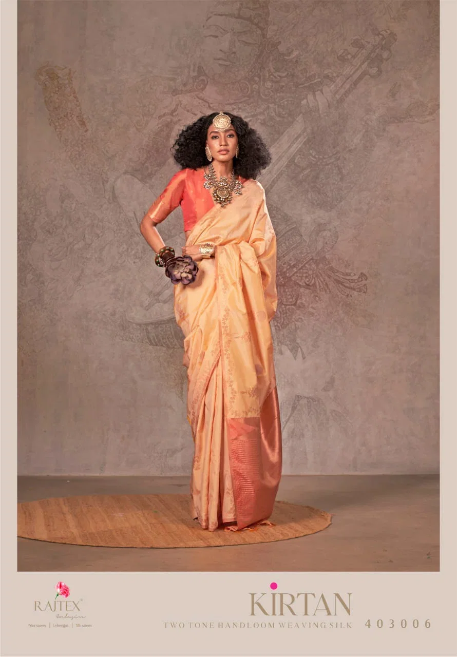 Rajtex Kirtan Two Tone Silk Handloom Weaving Saree Collection Wholesale