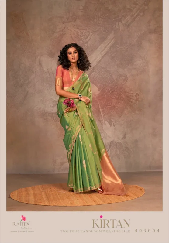 Latest Rajtex Kirtan Two Tone Silk Handloom Weaving Saree Collection Wholesale 2026