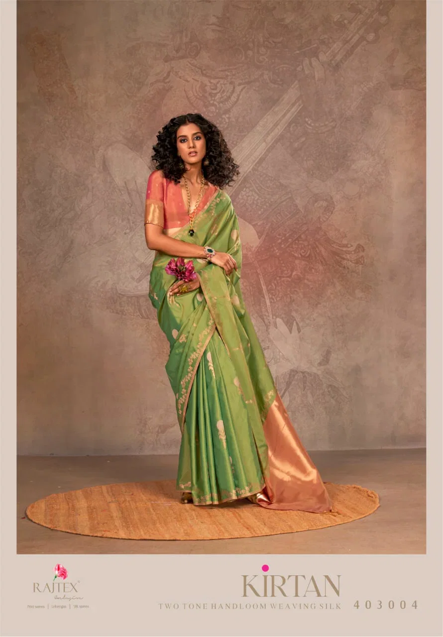 Latest Rajtex Kirtan Two Tone Silk Handloom Weaving Saree Collection Wholesale 2026
