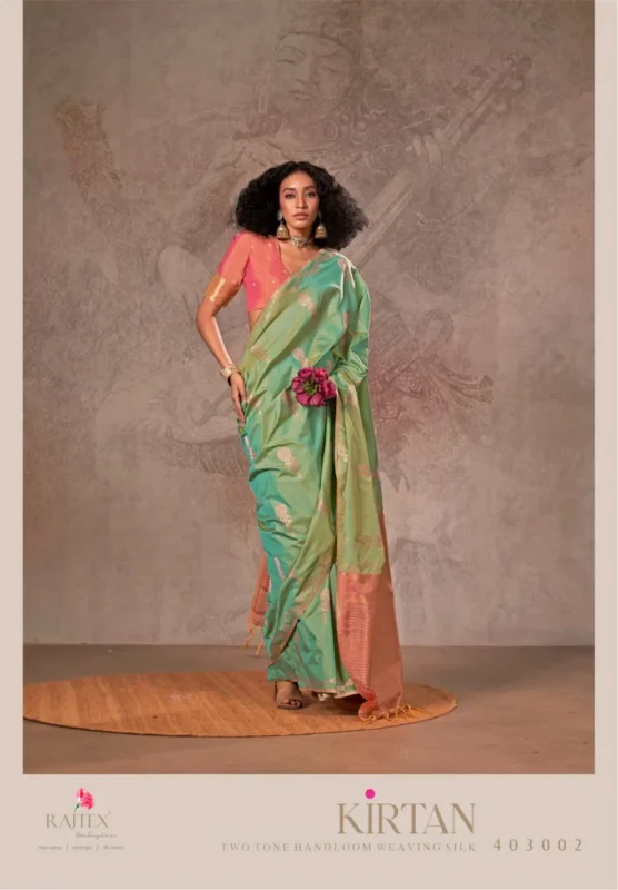 Latest Rajtex Kirtan Two Tone Silk Handloom Weaving Saree Collection Wholesale 2026