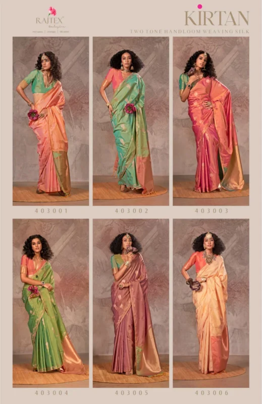 Latest Rajtex Kirtan Two Tone Silk Handloom Weaving Saree Collection Wholesale 2026