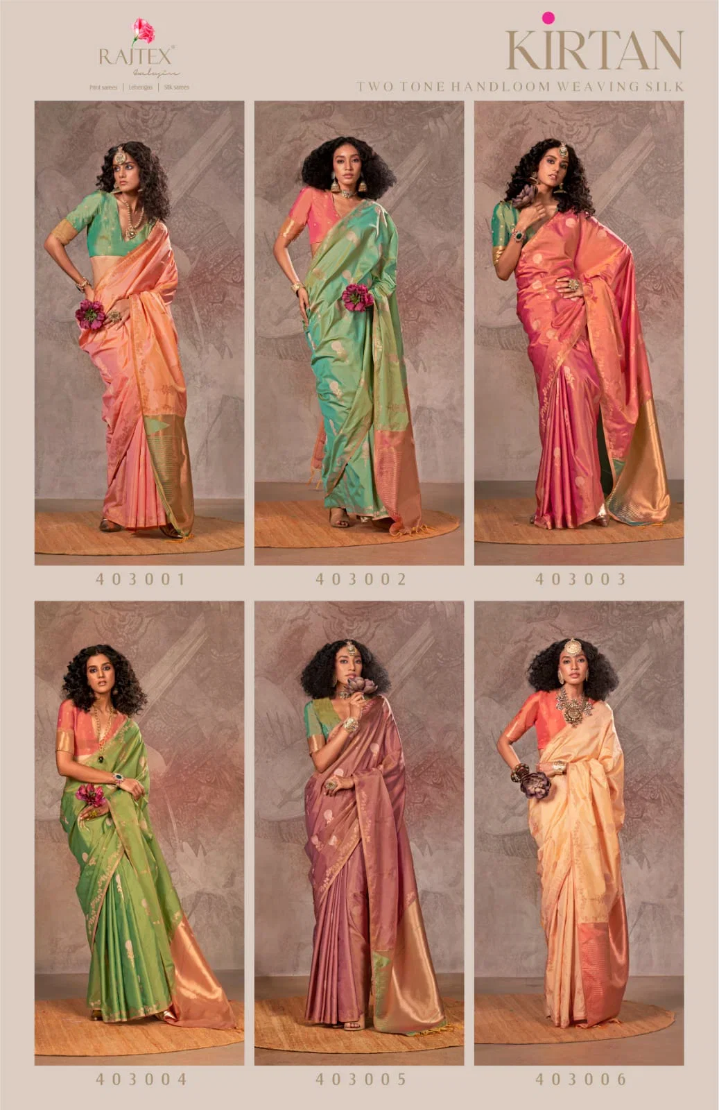 Latest Rajtex Kirtan Two Tone Silk Handloom Weaving Saree Collection Wholesale 2026