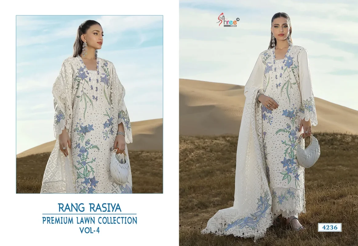 Launching Shree Rang Rasiya Premium Lawn Vol 4 Kota Doriya Dupatta Cotton Embroidered Salwar Suit Wholesale 2026
