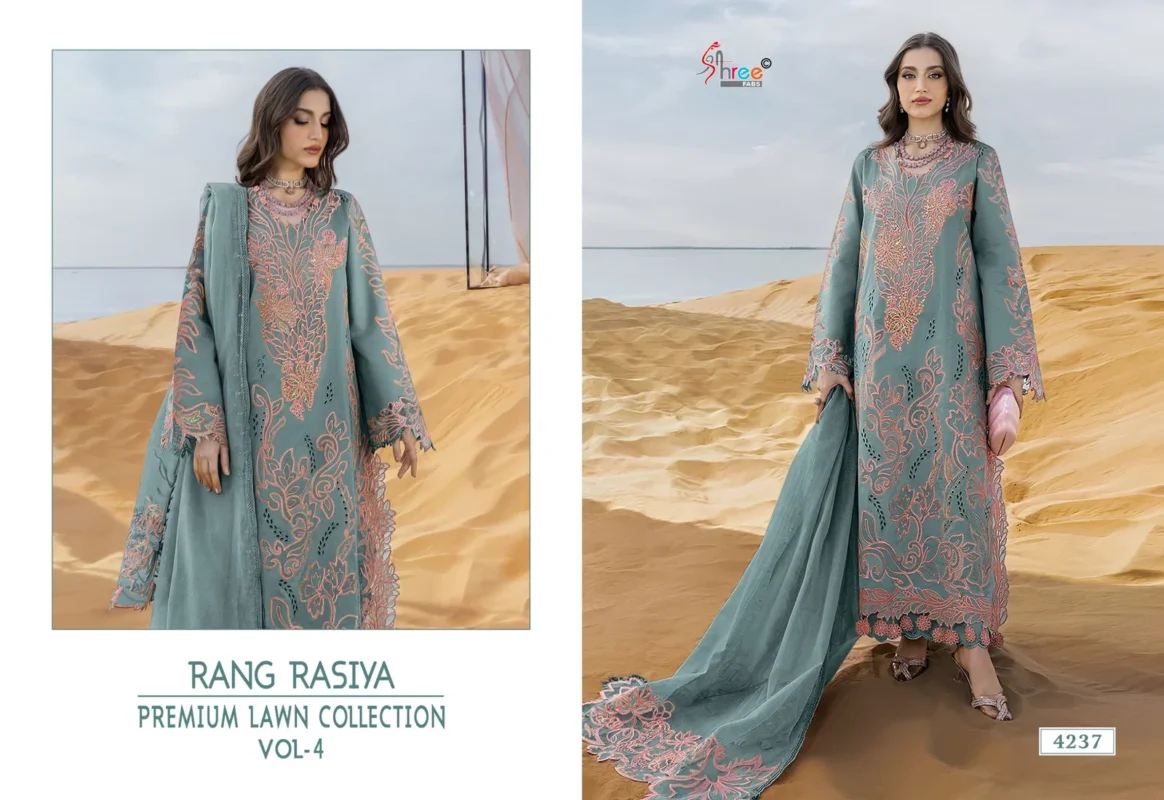 Launching Shree Rang Rasiya Premium Lawn Vol 4 Kota Doriya Dupatta Cotton Embroidered Salwar Suit Wholesale 2026