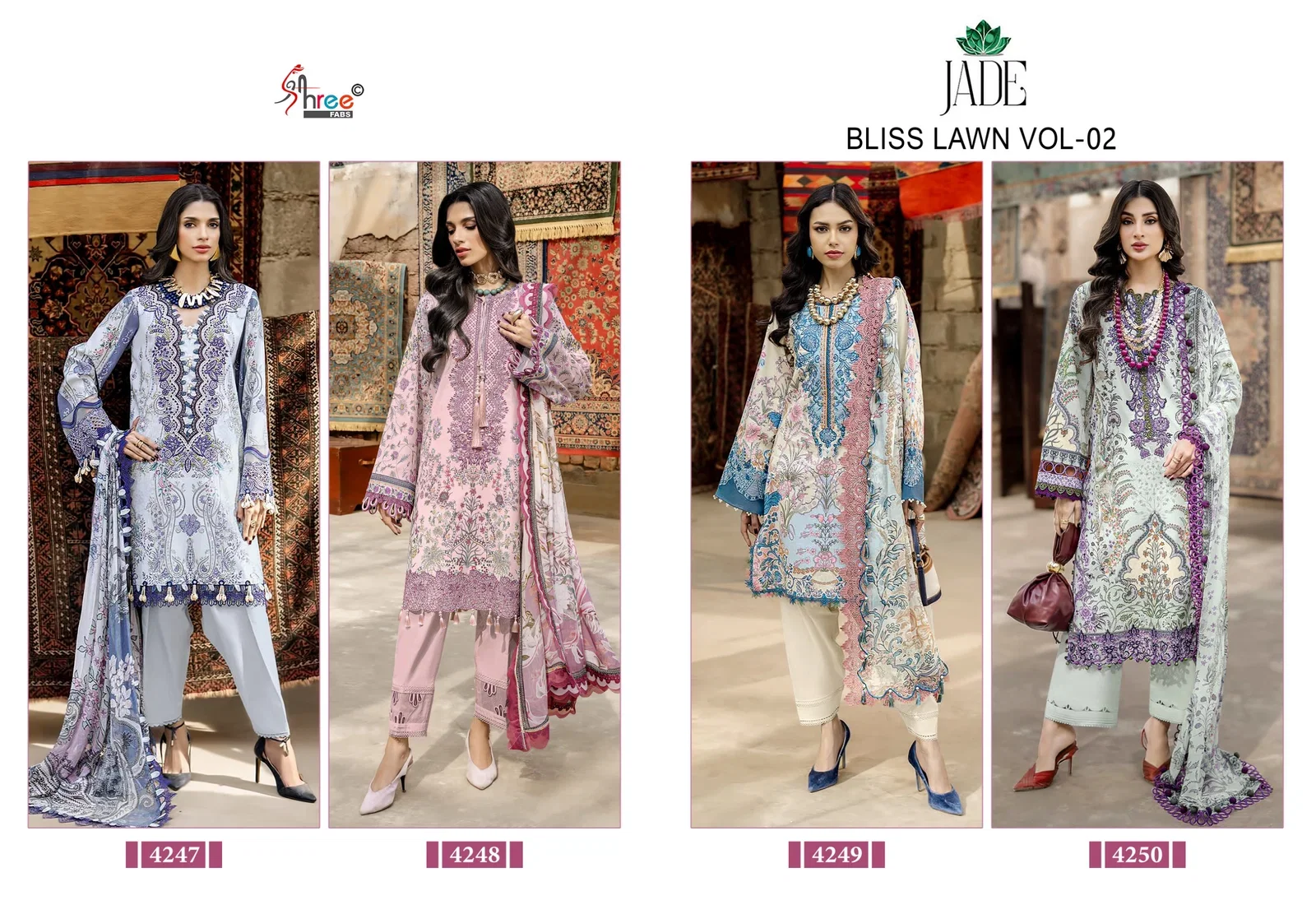 Launching Shree Jade Bliss Lawn Vol 2 Chiffon Dupatta Cotton Printed Salwar Kameez Wholesale 2026