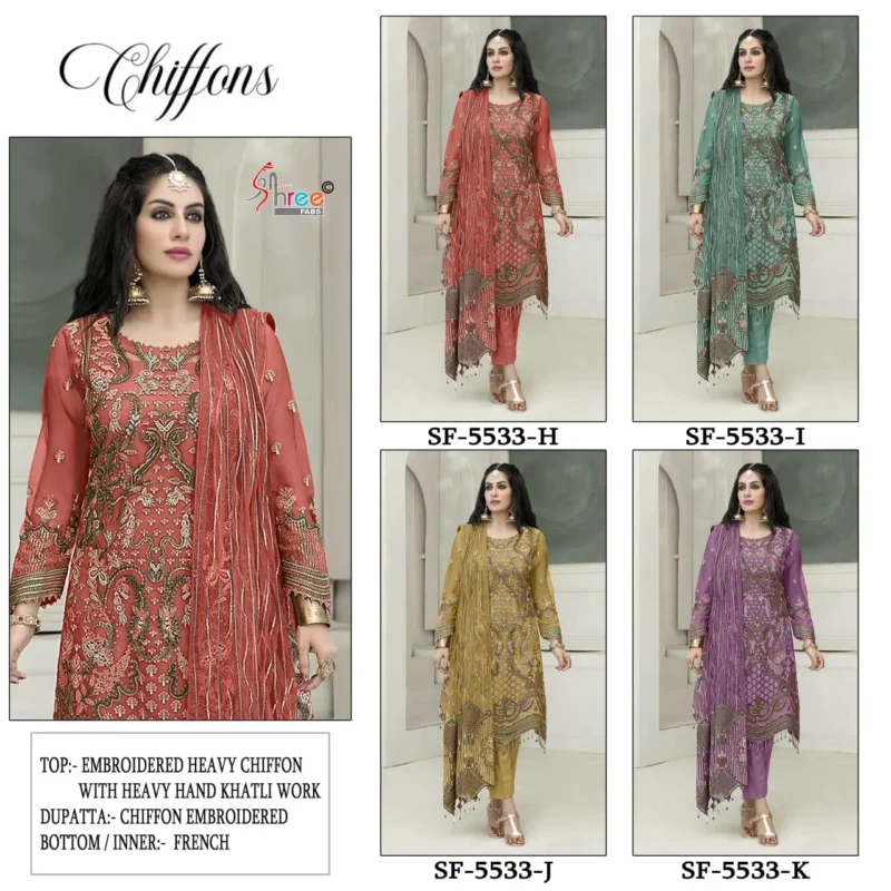 Stylish Shree Sf 5533 Vol 3 Chiffon With Embroidery Pakistani Salwar Kameez Wholesale 2026