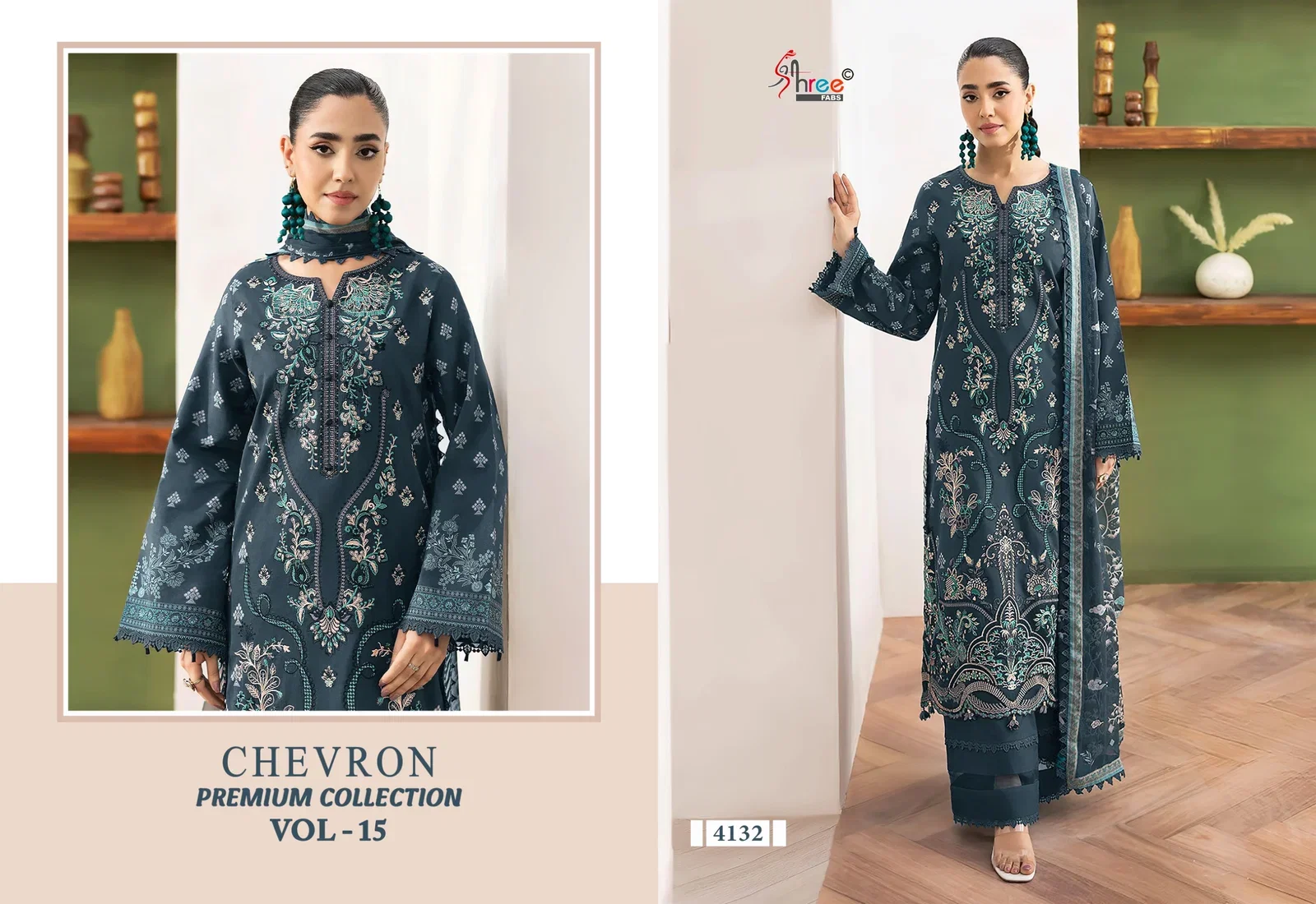 Buy Shree Chevron Premium Collection Vol 15 Chiffon Dupatta Pakistani Suit Wholesale 2026
