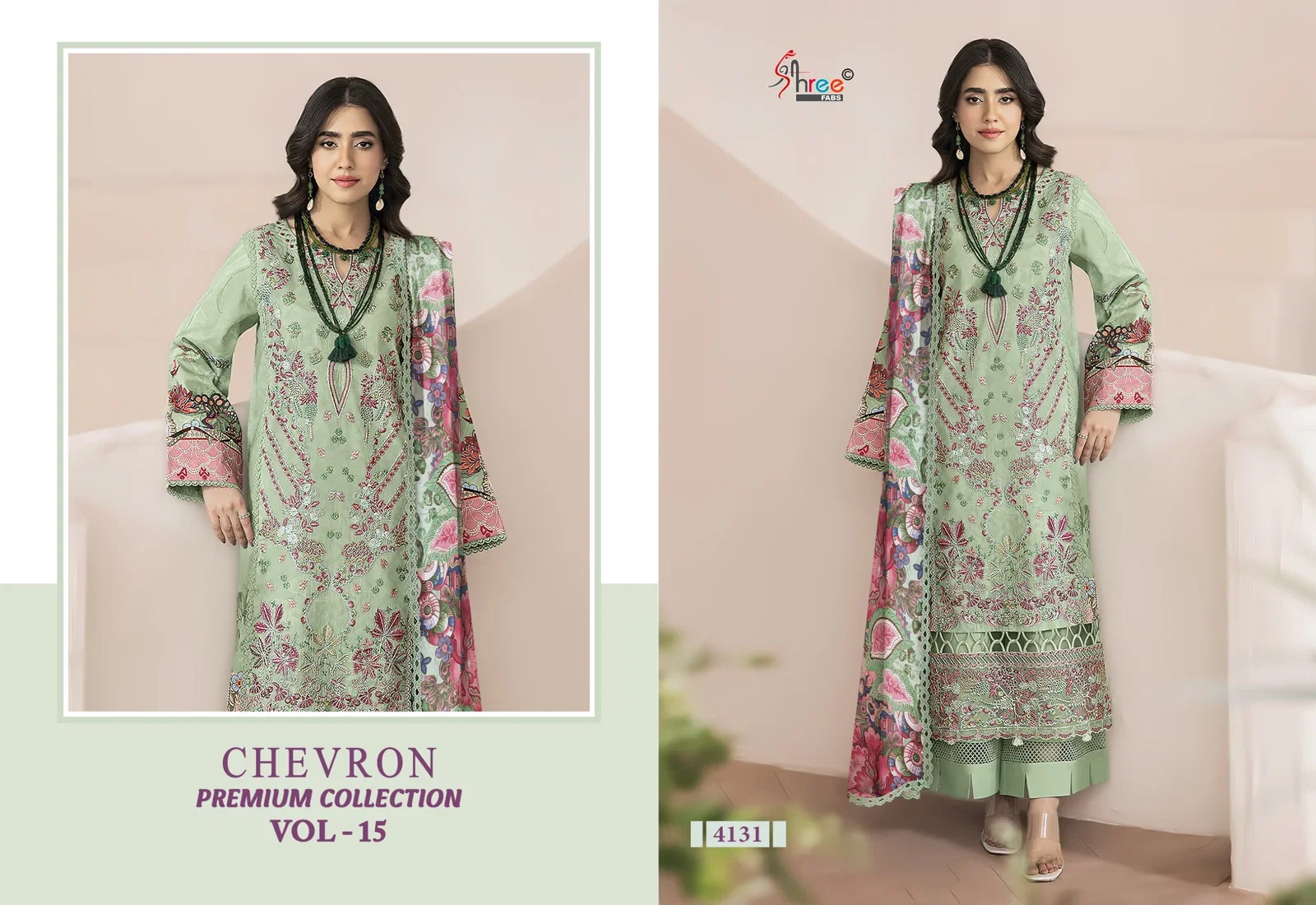 Buy Shree Chevron Premium Collection Vol 15 Chiffon Dupatta Pakistani Suit Wholesale 2026