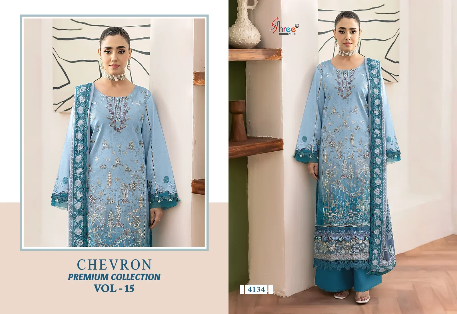 Buy Shree Chevron Premium Collection Vol 15 Chiffon Dupatta Pakistani Suit Wholesale 2026