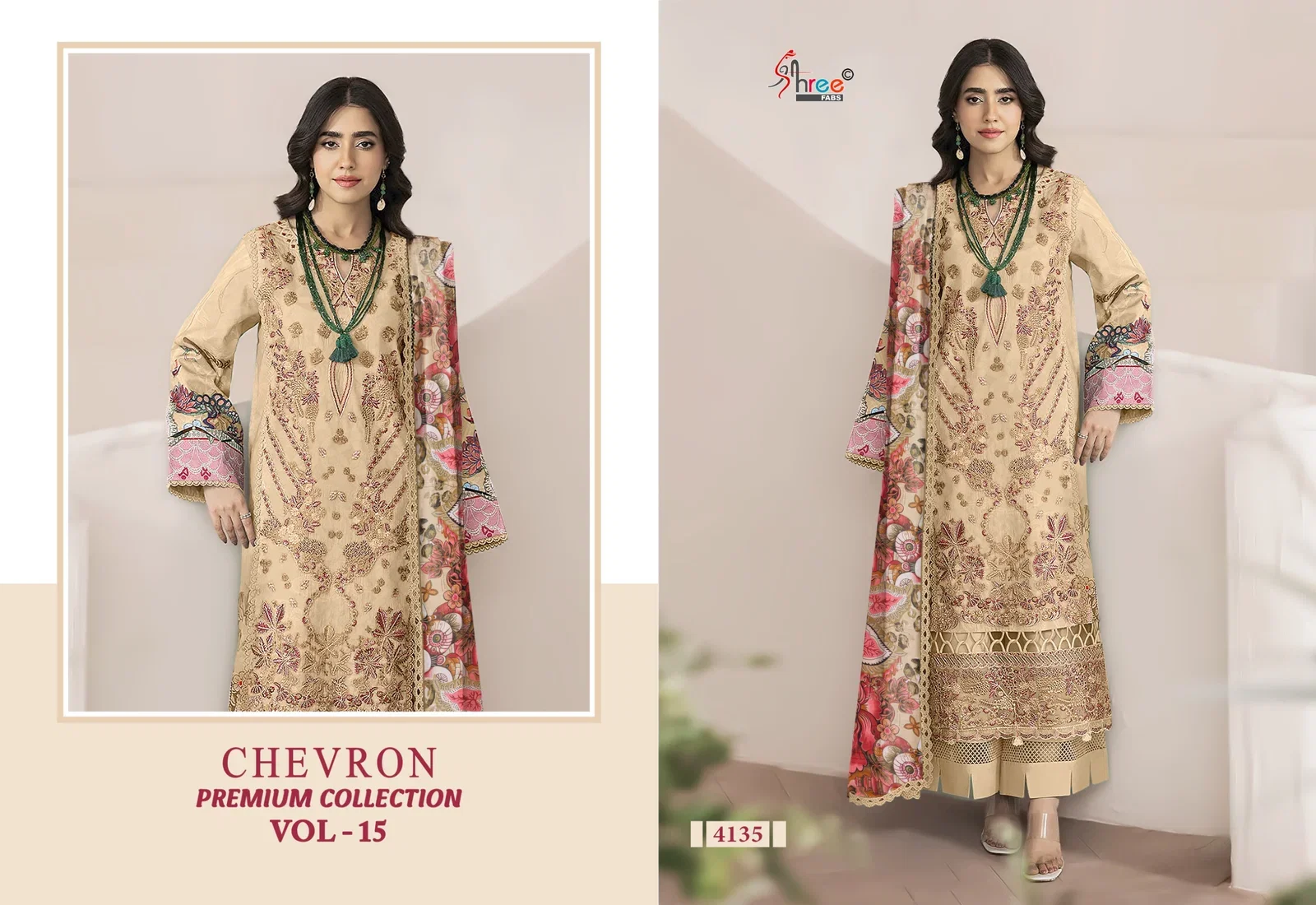 Buy Shree Chevron Premium Collection Vol 15 Chiffon Dupatta Pakistani Suit Wholesale 2026