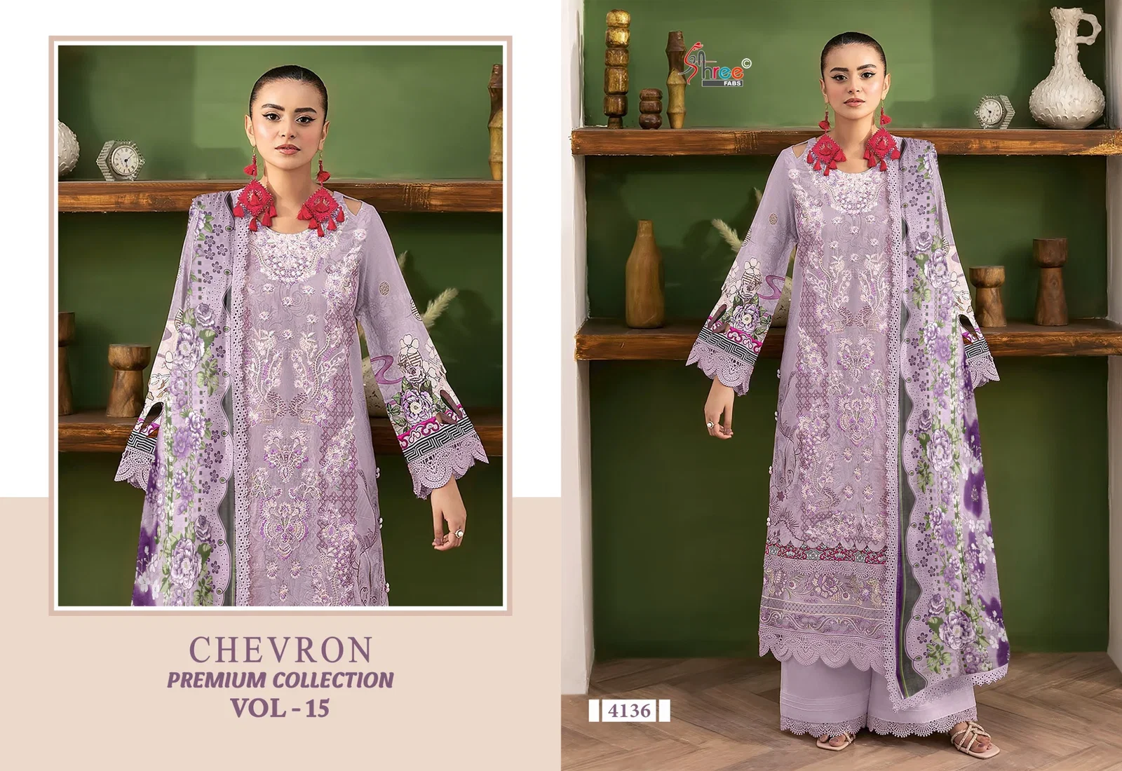 Buy Shree Chevron Premium Collection Vol 15 Chiffon Dupatta Pakistani Suit Wholesale 2026