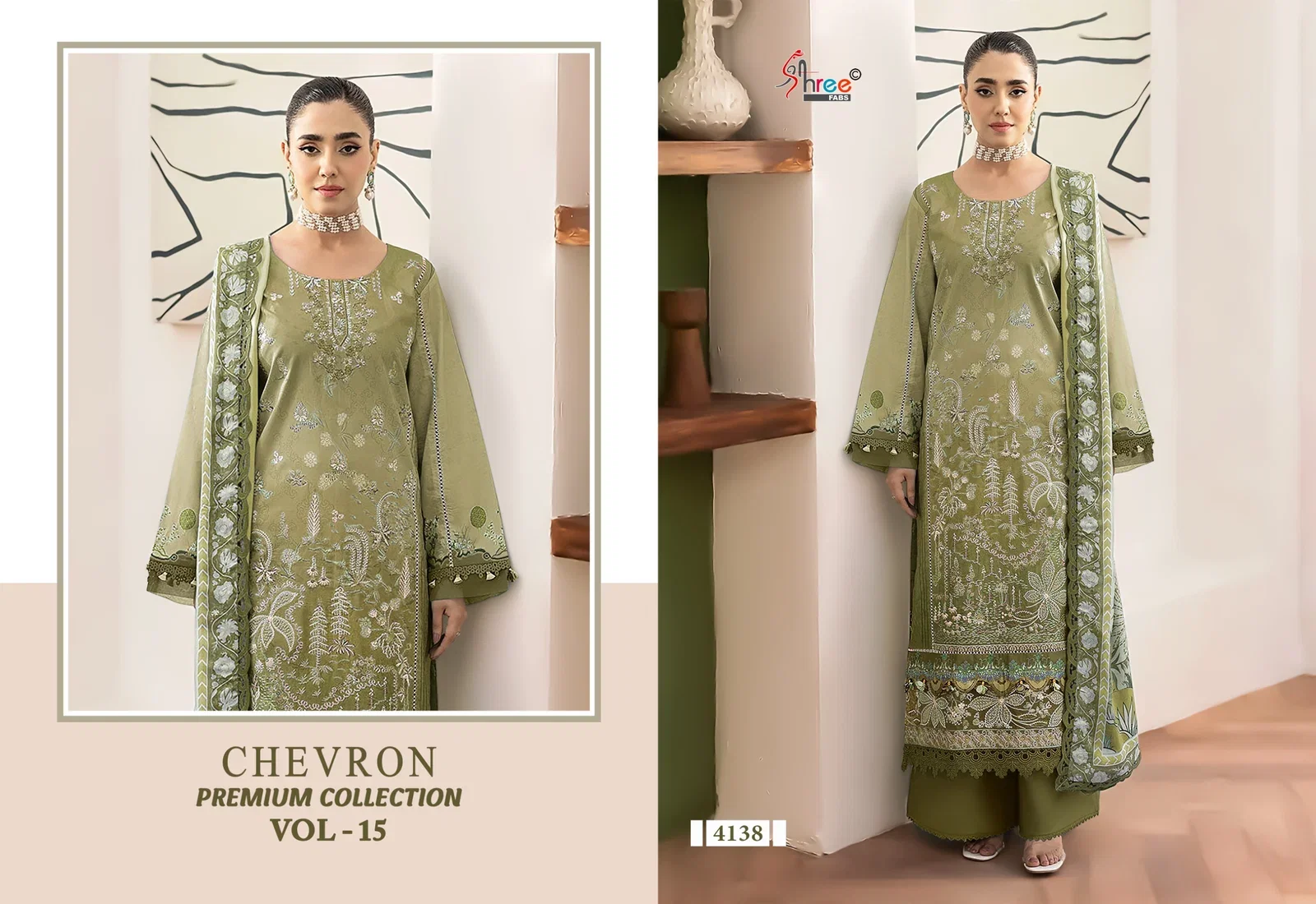 Buy Shree Chevron Premium Collection Vol 15 Chiffon Dupatta Pakistani Suit Wholesale 2026