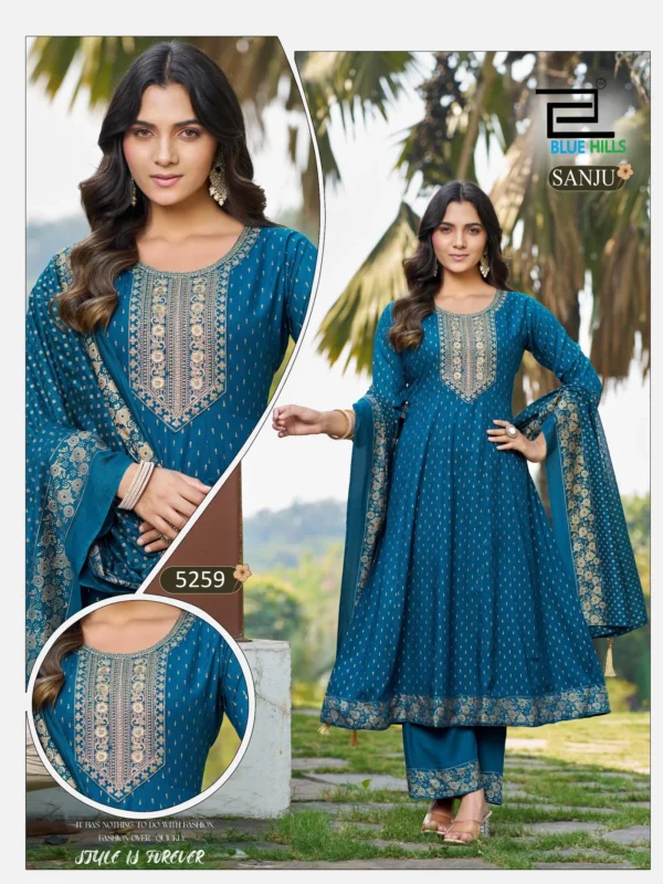 Launching Blue Hills Sanju Rayon Foil Printed Kurti With Bottom Dupatta Wholesale 2026
