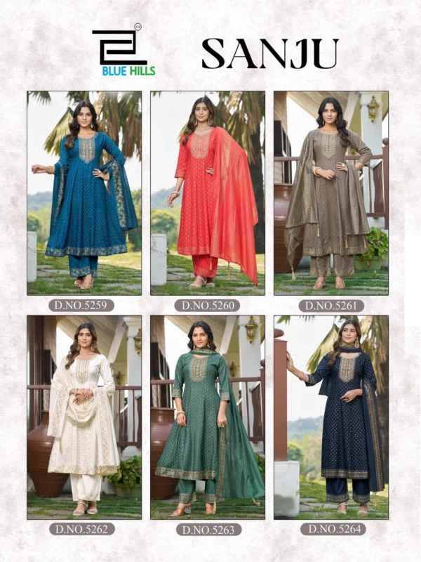 Launching Blue Hills Sanju Rayon Foil Printed Kurti With Bottom Dupatta Wholesale 2026