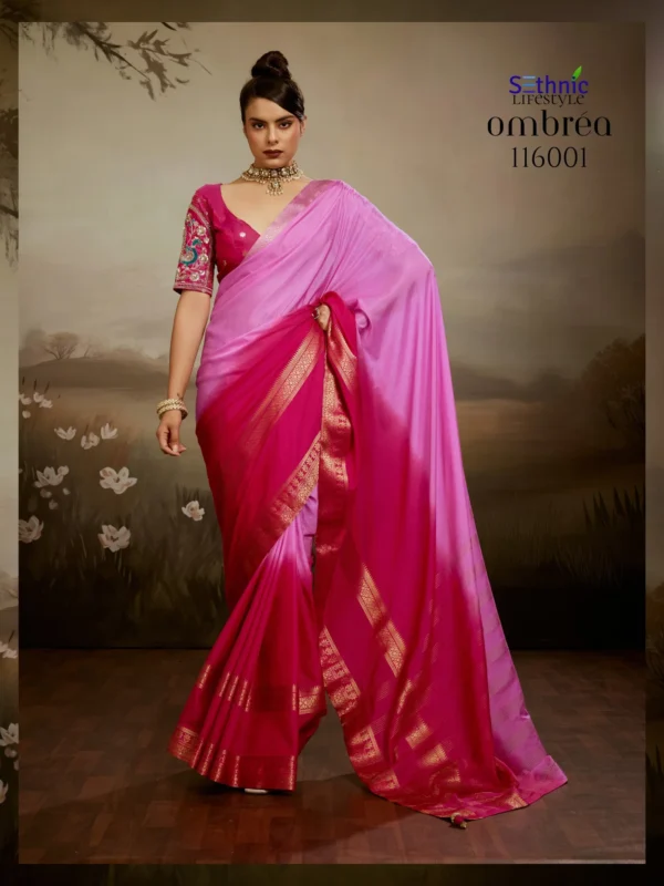 Beautiful Sethnic Ombrea Soft Glam Chiffon Zari Woven Worked Saree Collection Wholesale 2026