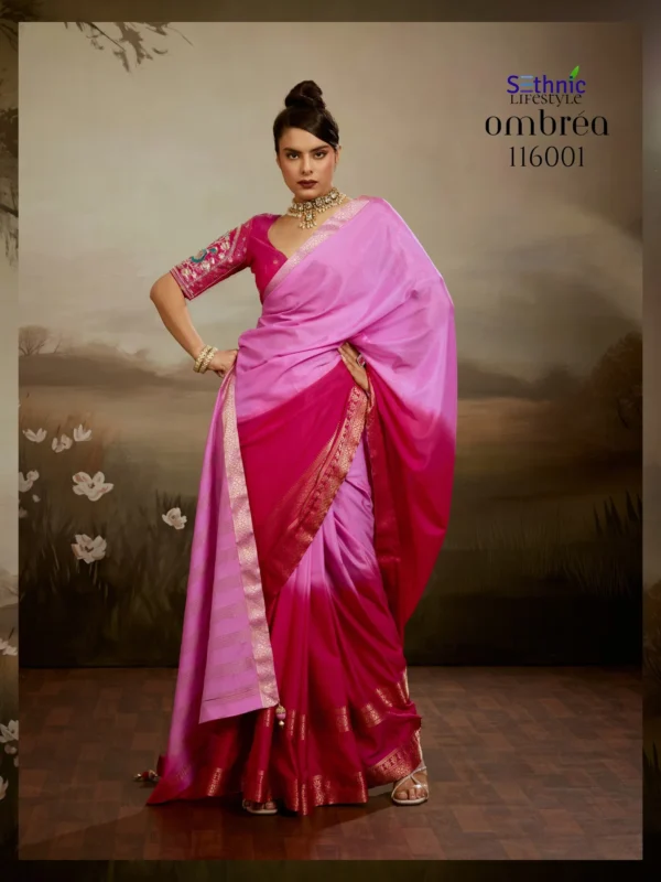 Beautiful Sethnic Ombrea Soft Glam Chiffon Zari Woven Worked Saree Collection Wholesale 2026