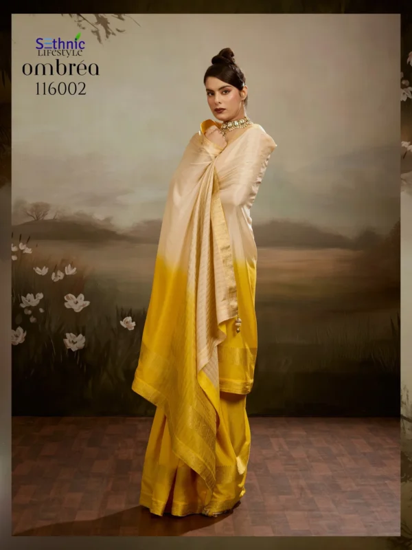 Beautiful Sethnic Ombrea Soft Glam Chiffon Zari Woven Worked Saree Collection Wholesale 2026