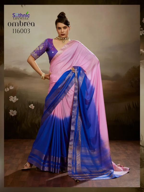 Beautiful Sethnic Ombrea Soft Glam Chiffon Zari Woven Worked Saree Collection Wholesale 2026