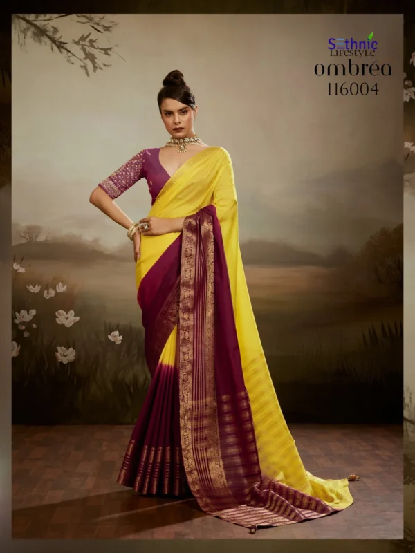 Beautiful Sethnic Ombrea Soft Glam Chiffon Zari Woven Worked Saree Collection Wholesale 2026