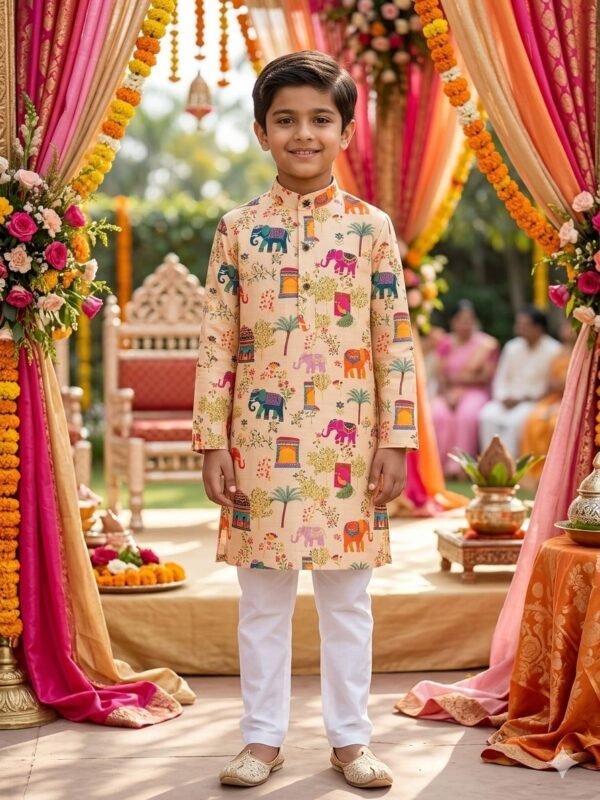 Stylish lekha LI Ethnicity Kids Edition Soft Cotton Printed Kurta Pajama Wholesale 2026