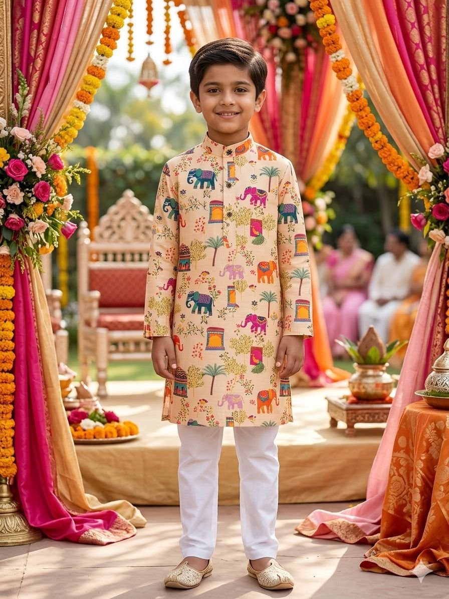 lekha LI Ethnicity Kids Edition Soft Cotton Printed Kurta Pajama Wholesale