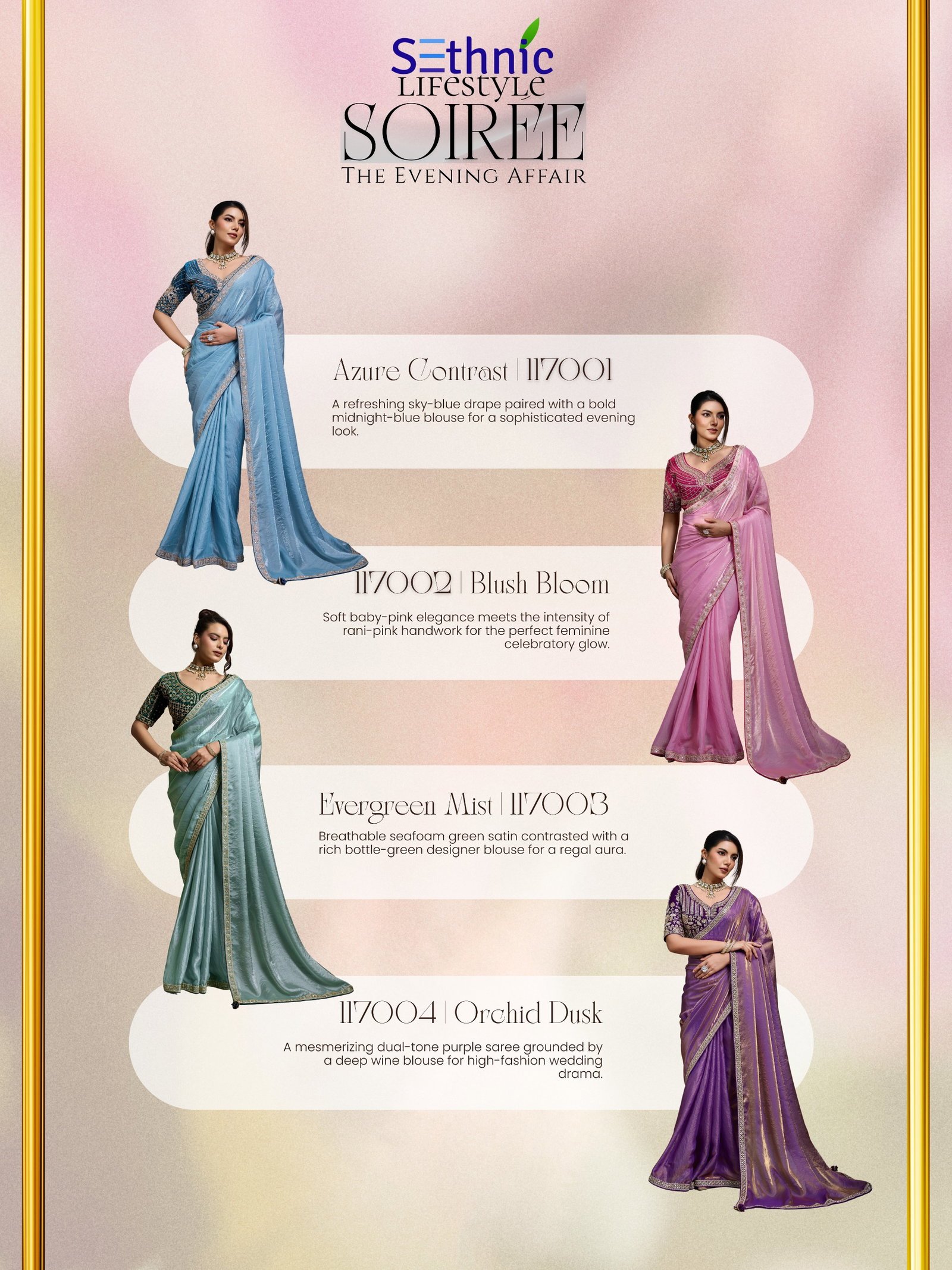 Latest Sethnic Soiree The Evening Affair Velvet Satin Designer Saree Collection Wholesale 2026