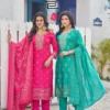 Blue Hills Magical Rayon Thread Worked Kurti With Bottom Dupatta Wholesale