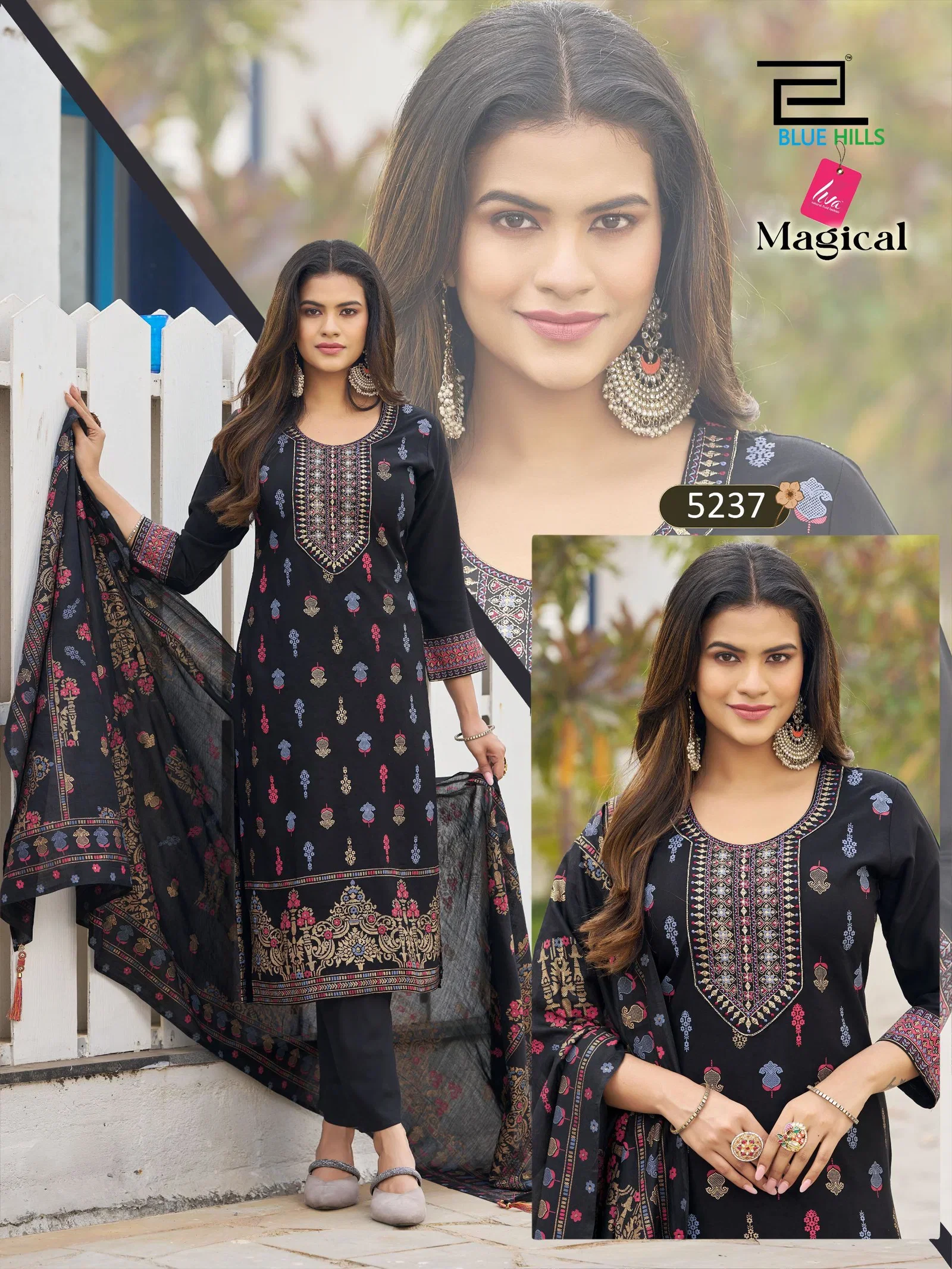 Latest Blue Hills Magical Rayon Thread Worked Kurti With Bottom Dupatta Wholesale 2026