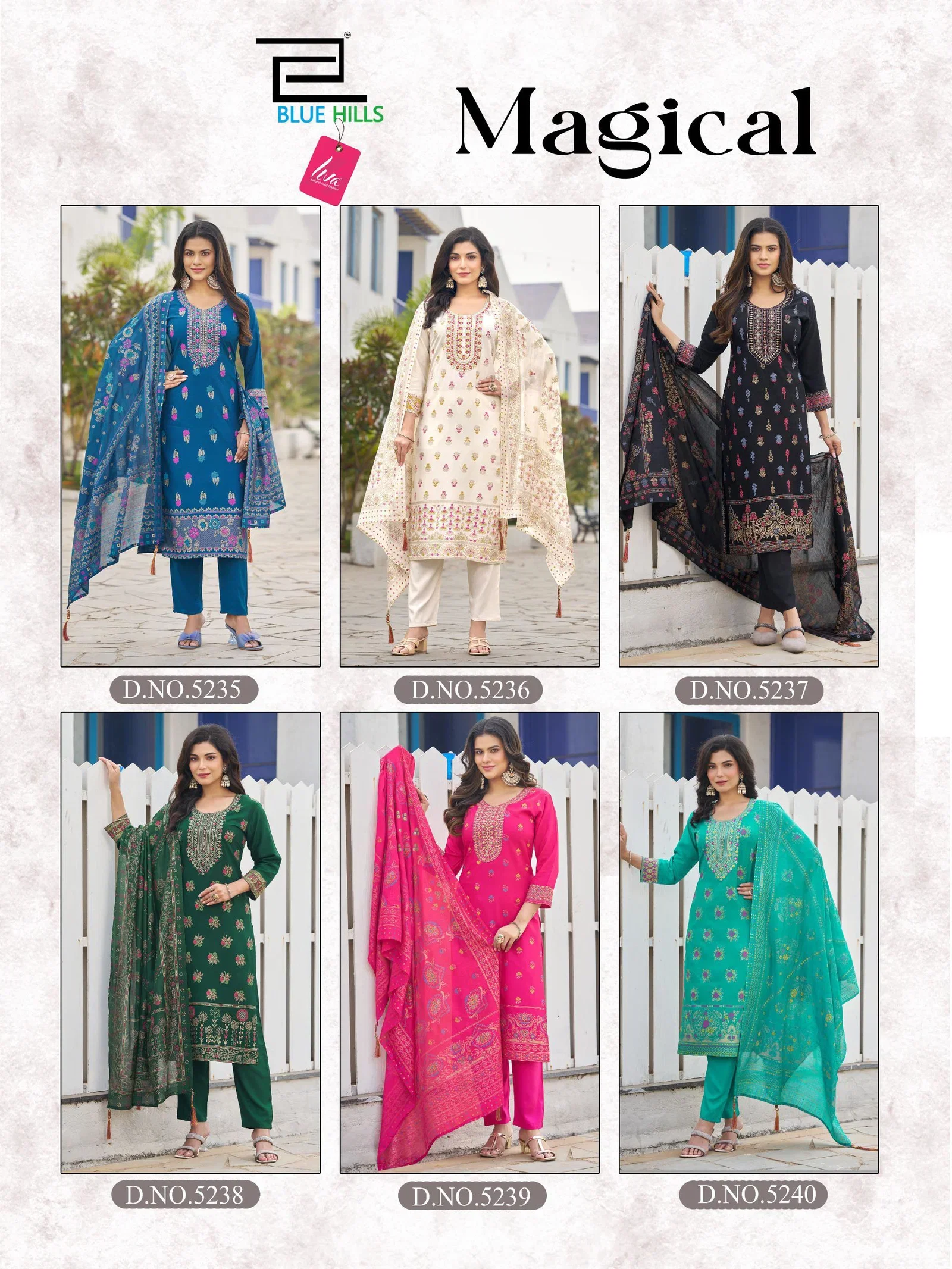 Latest Blue Hills Magical Rayon Thread Worked Kurti With Bottom Dupatta Wholesale 2026