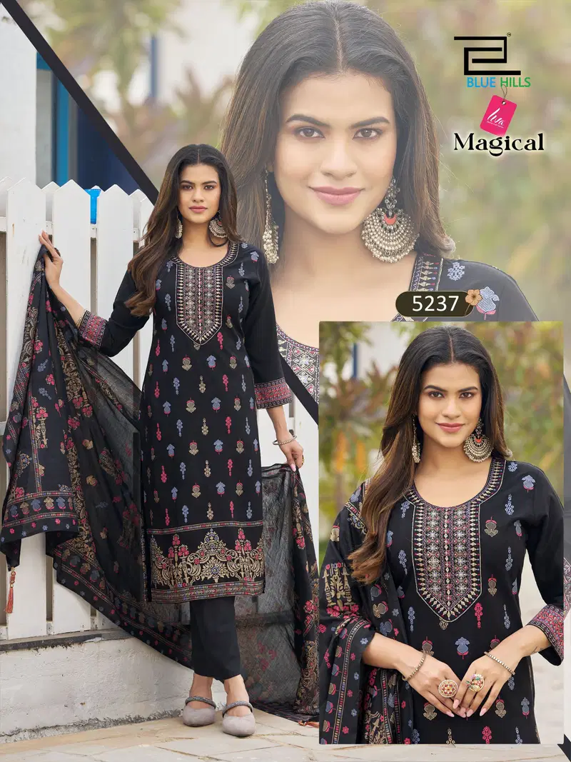 Beautiful Blue Hills Magical Plus Size Rayon Thread Worked Kurti With Bottom Dupatta Wholesale 2026