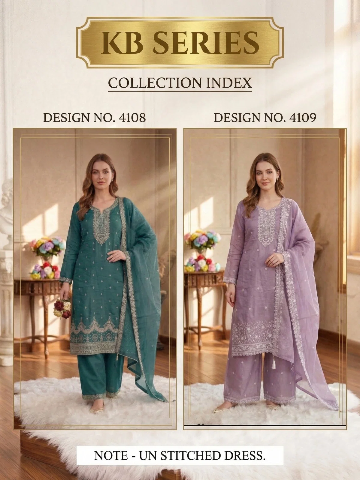 Kb 4108 and 4109 Series Fancy Crush with Heavy Embroidery Sequence Salwar Kameez Wholesale
