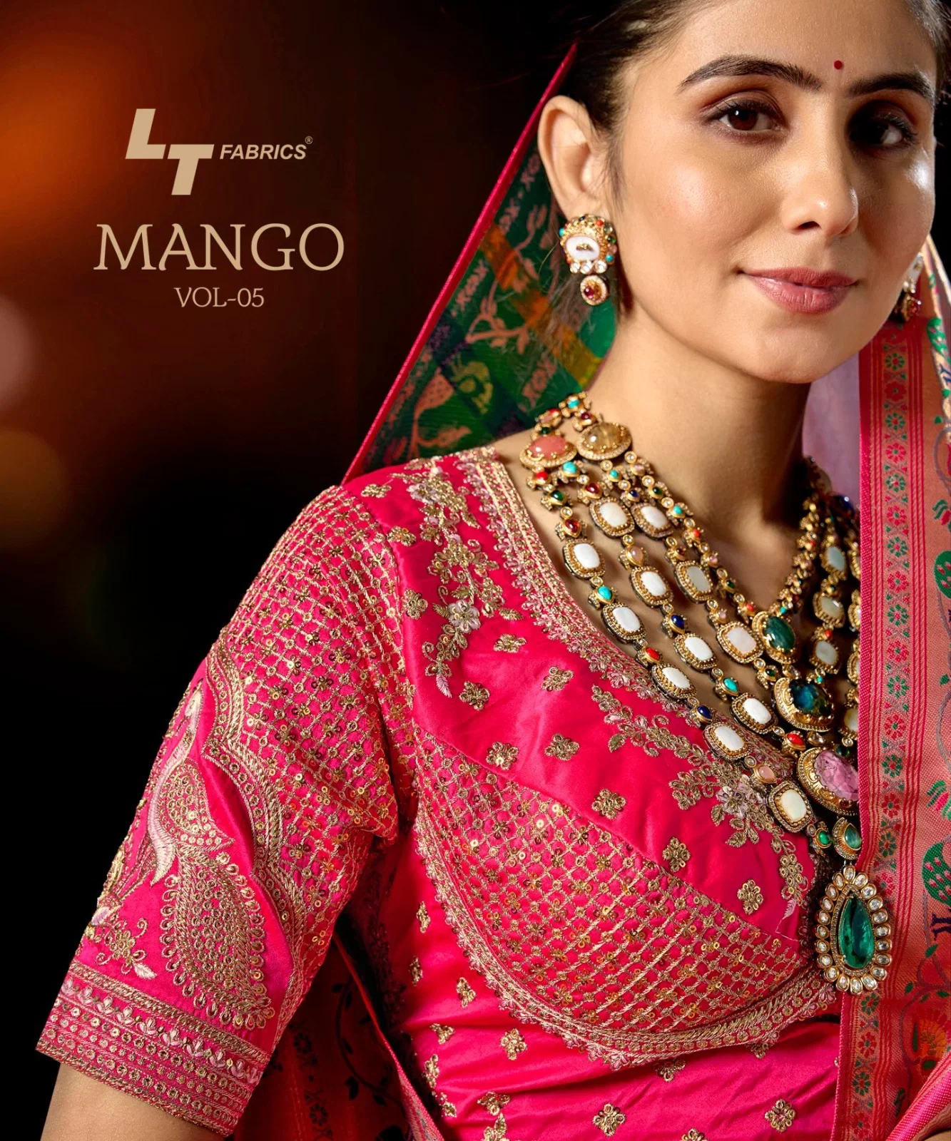 Lt Mango Vol 5 Top Dyed Weaving With Embroidered Saree Collection Wholesale