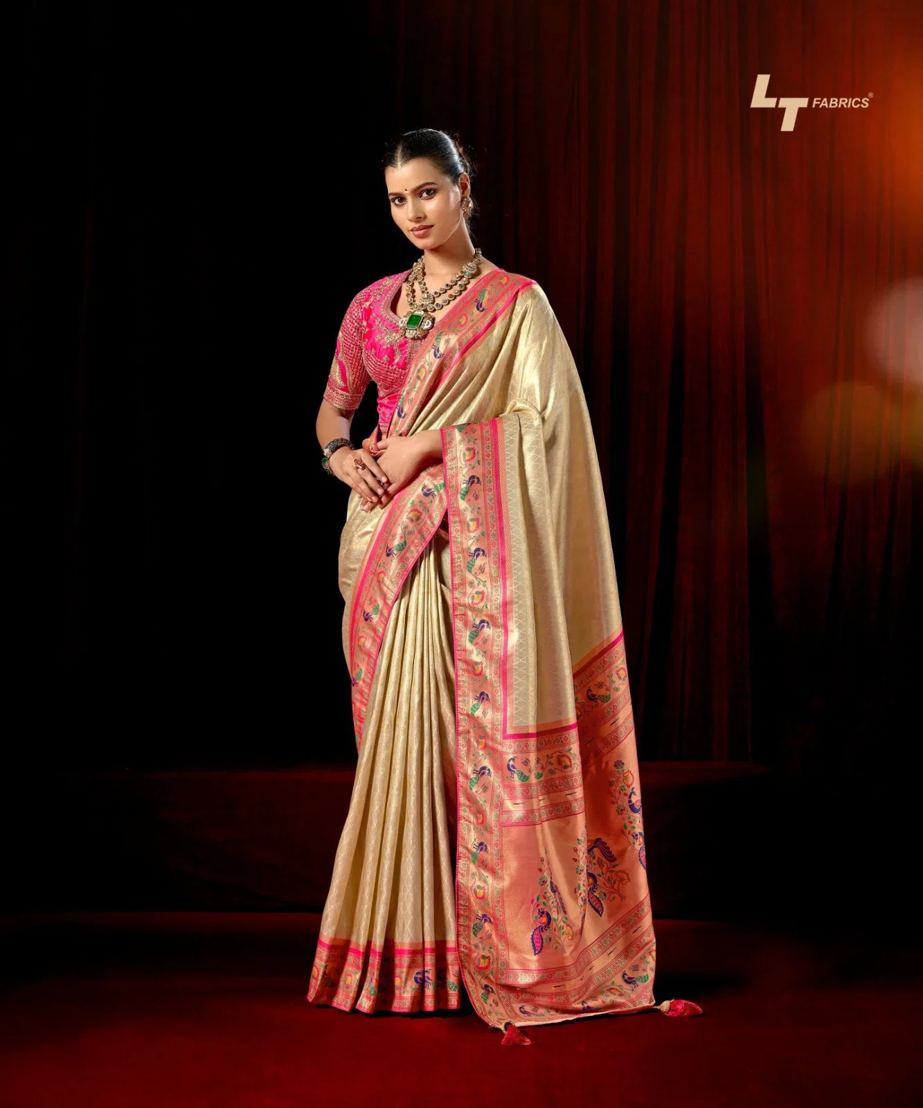 Buy Lt Mango Vol 5 Top Dyed Weaving With Embroidered Saree Collection Wholesale 2026