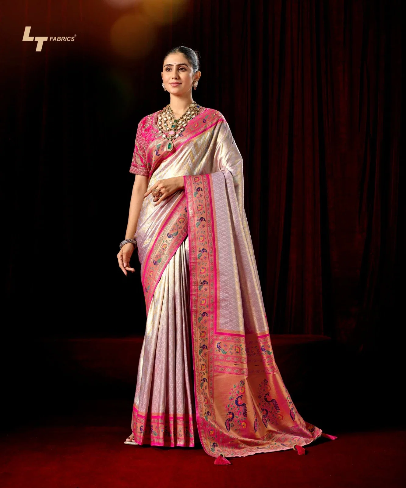 Buy Lt Mango Vol 5 Top Dyed Weaving With Embroidered Saree Collection Wholesale 2026