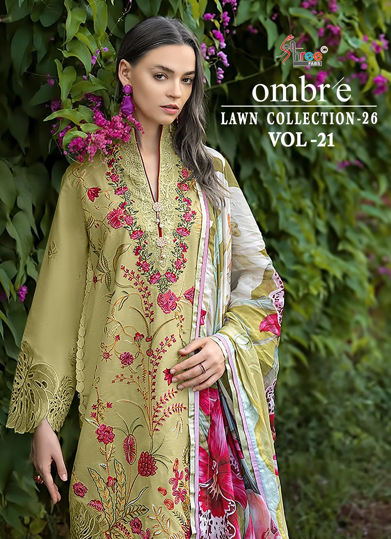 Shree Ombre Lawn Collection 26 Vol 21 Chiffon Dupatta Cotton Salwar Kameez Wholesale