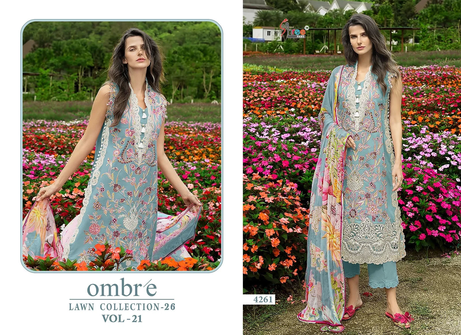 Stylish Shree Ombre Lawn Collection 26 Vol 21 Chiffon Dupatta Cotton Salwar Kameez Wholesale 2026