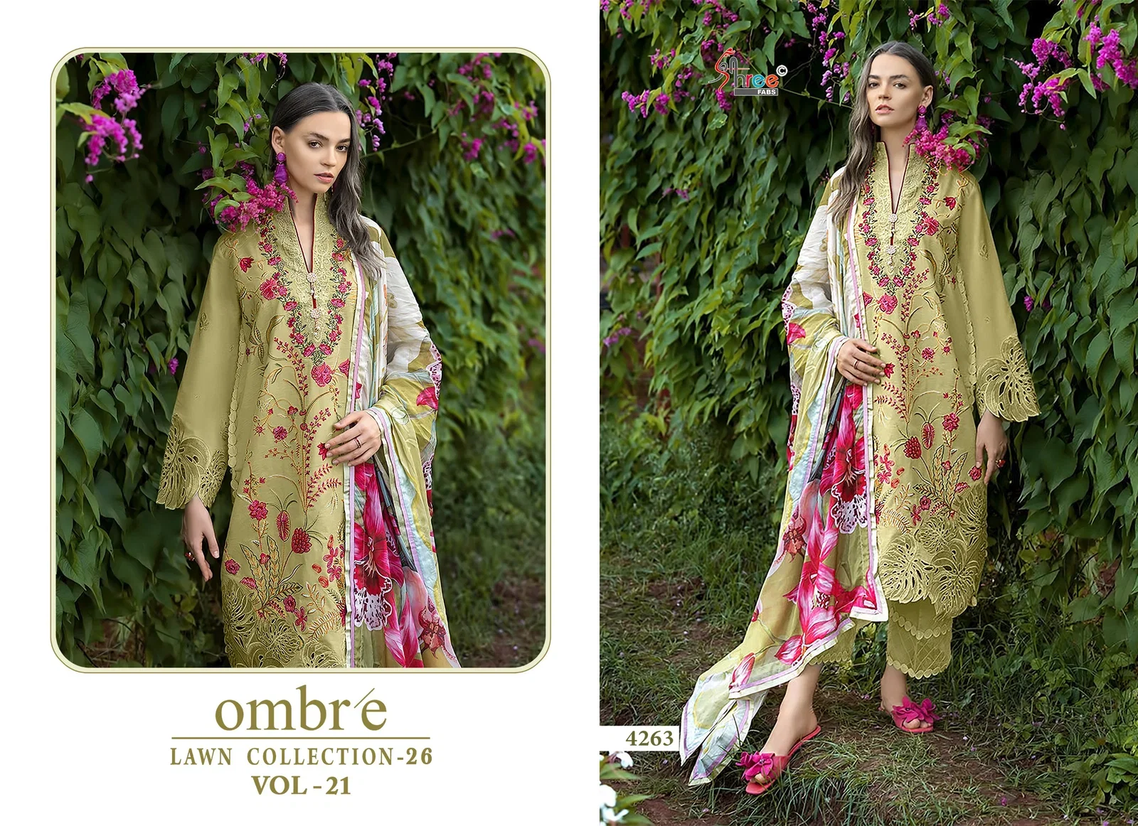 Stylish Shree Ombre Lawn Collection 26 Vol 21 Chiffon Dupatta Cotton Salwar Kameez Wholesale 2026