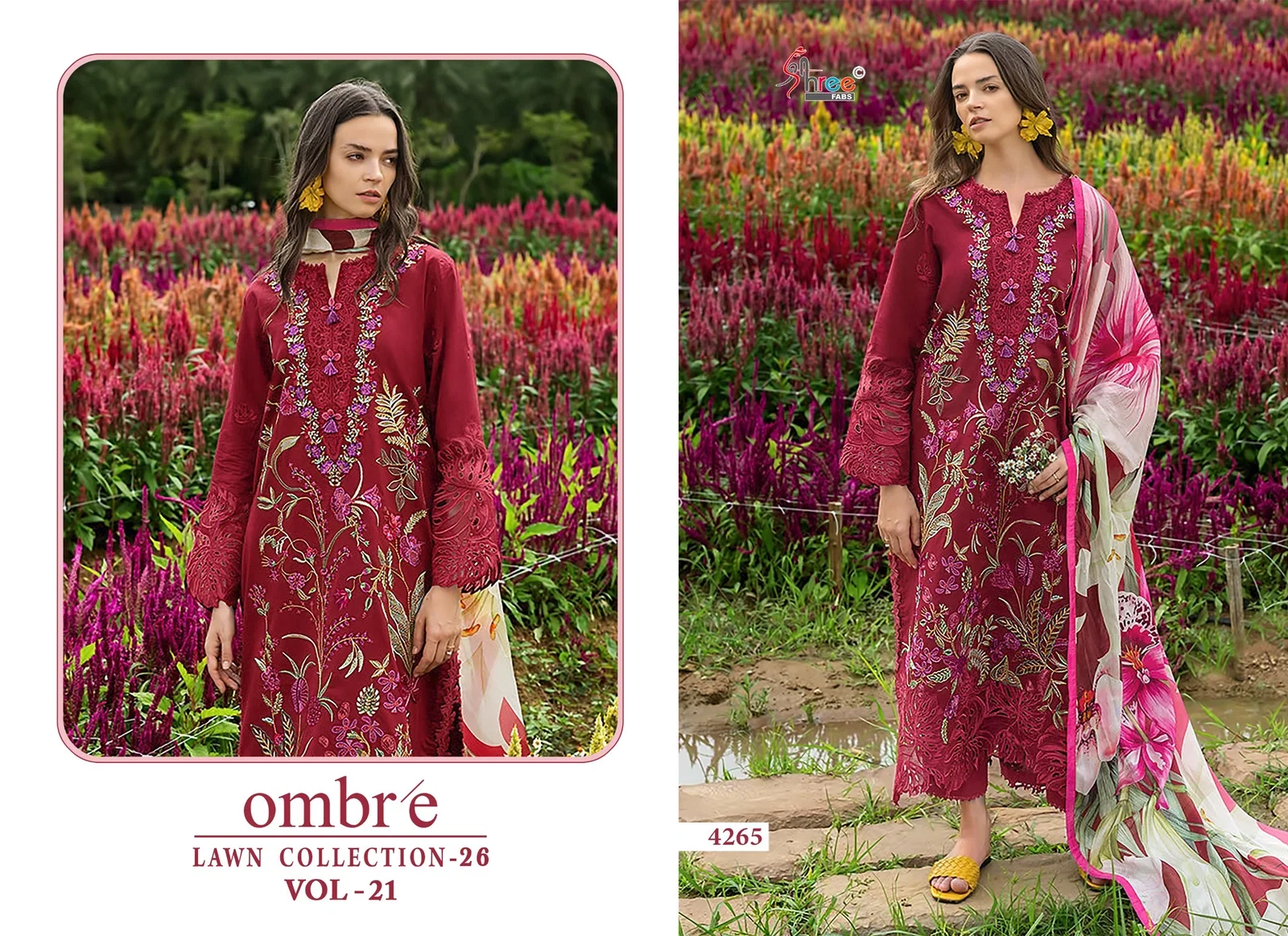 Stylish Shree Ombre Lawn Collection 26 Vol 21 Chiffon Dupatta Cotton Salwar Kameez Wholesale 2026