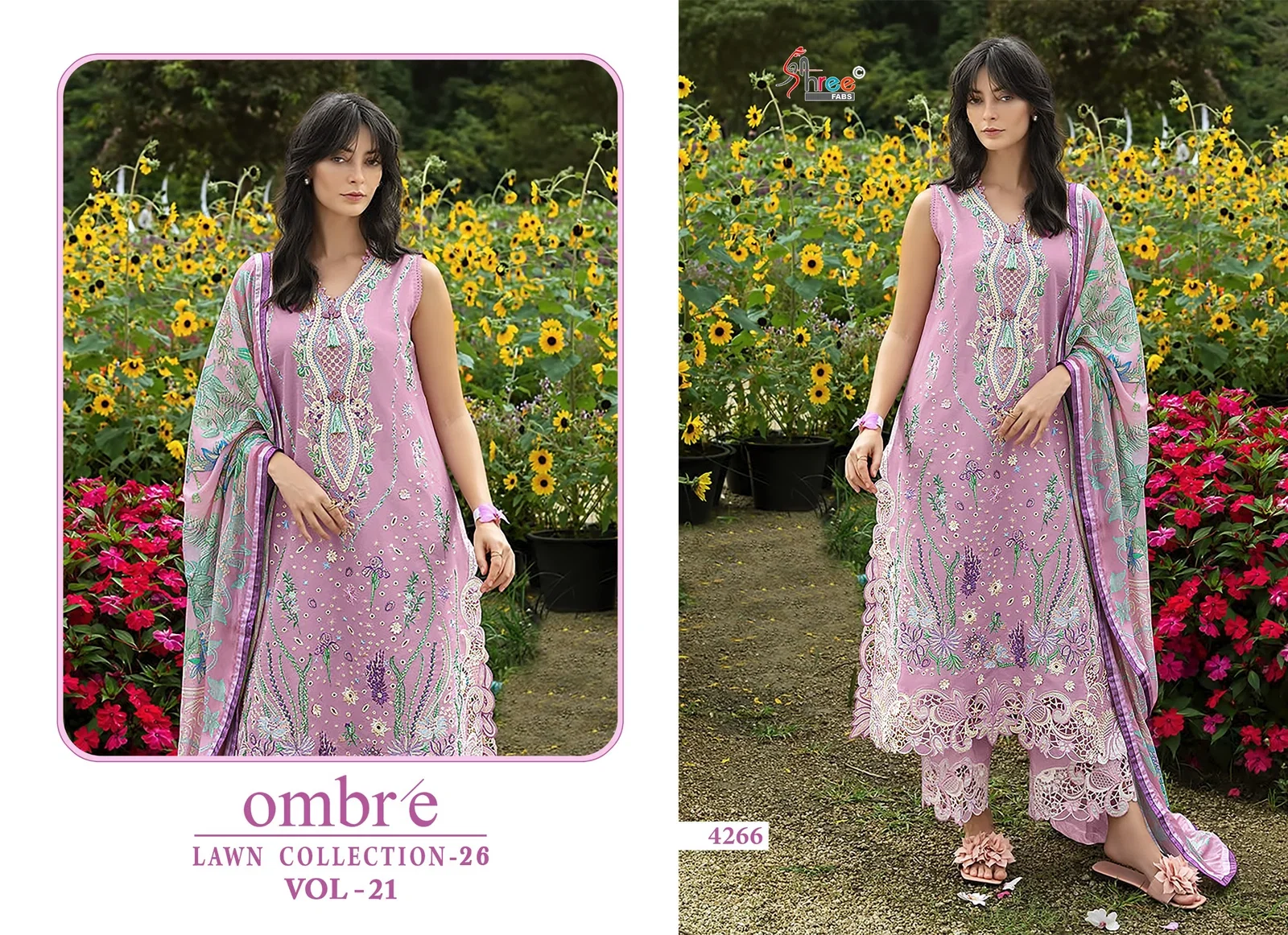 Stylish Shree Ombre Lawn Collection 26 Vol 21 Chiffon Dupatta Cotton Salwar Kameez Wholesale 2026