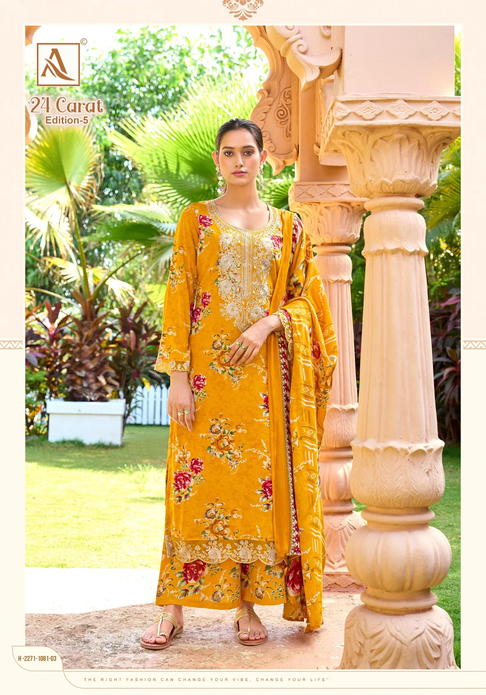 Latest Alok 24 Carat Edition 5 Viscose Rayon Print Embroidery Dress Material Wholesale 2026
