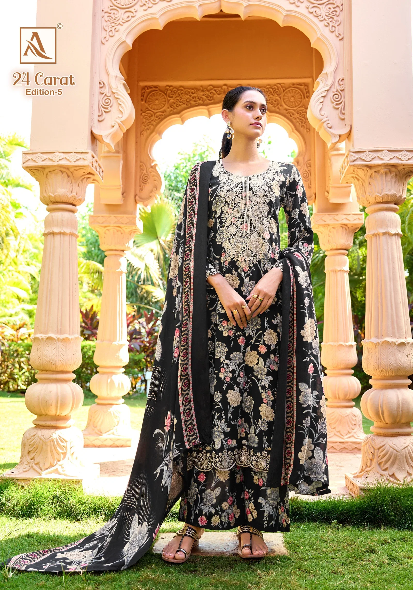 Latest Alok 24 Carat Edition 5 Viscose Rayon Print Embroidery Dress Material Wholesale 2026