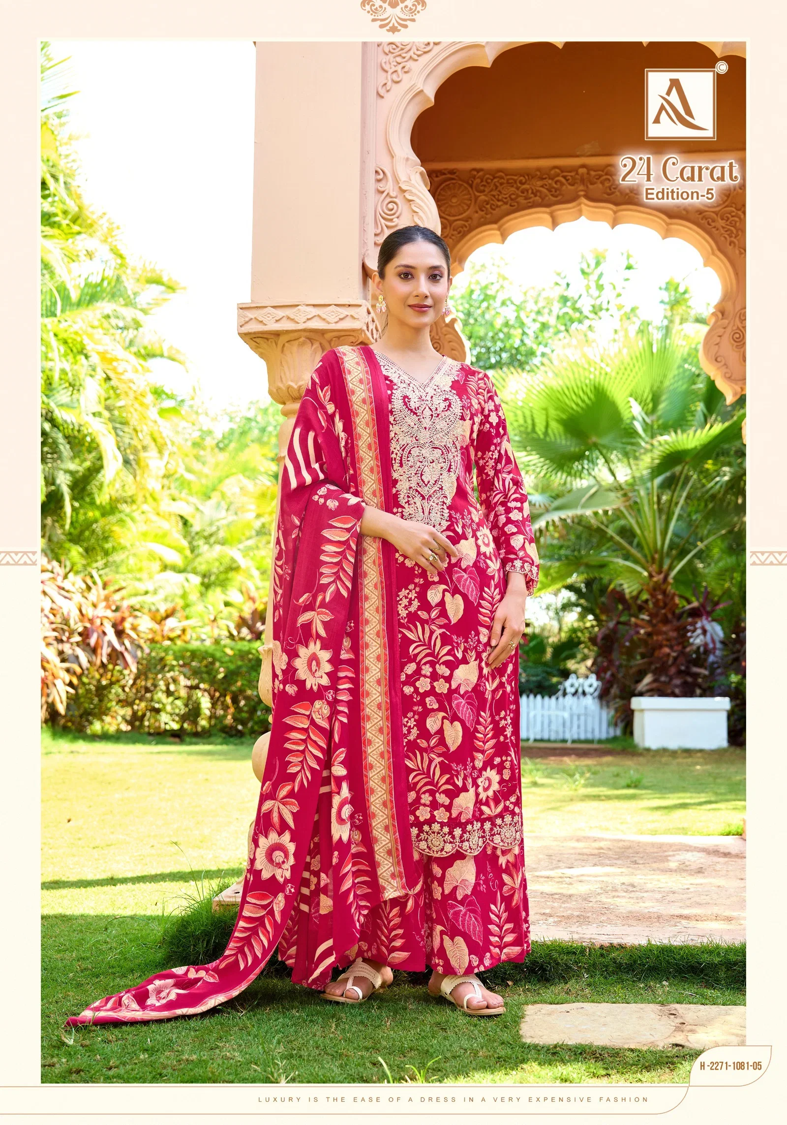 Latest Alok 24 Carat Edition 5 Viscose Rayon Print Embroidery Dress Material Wholesale 2026