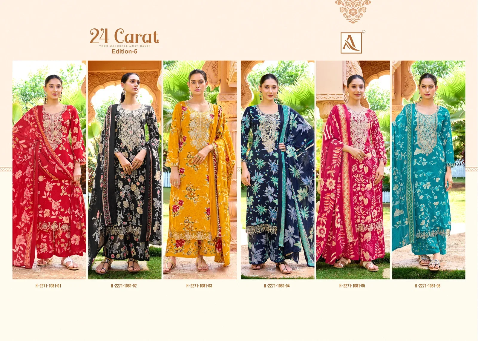 Latest Alok 24 Carat Edition 5 Viscose Rayon Print Embroidery Dress Material Wholesale 2026
