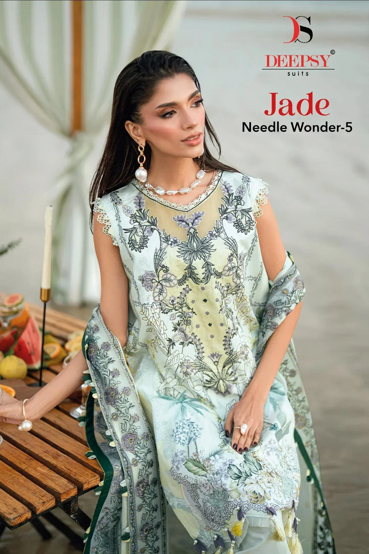 Deepsy Jade Needle Wonder Vol 5 Chiffon Dupatta Cotton Embroidered Salwar Kameez Wholesale