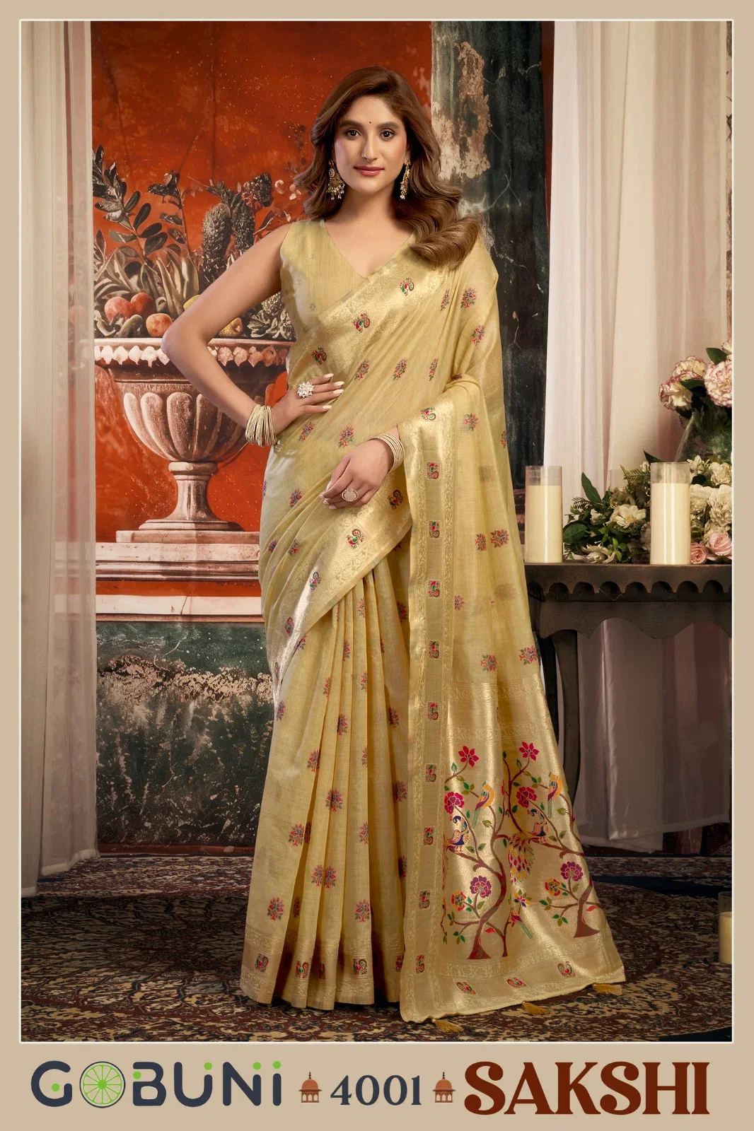 Latest Gobuni Sakshi Pathani Zari Work Festive Wear Saree Collection Wholesale 2026