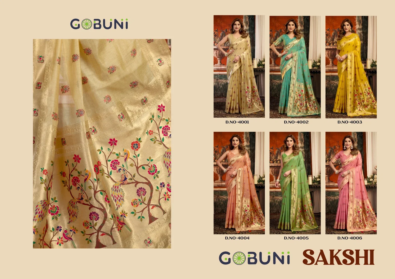 Latest Gobuni Sakshi Pathani Zari Work Festive Wear Saree Collection Wholesale 2026