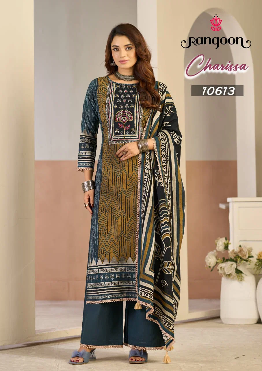 Rangoon Charissa Viscose Cotton Digital Printed Kurti With Bottom Dupatta Wholesale