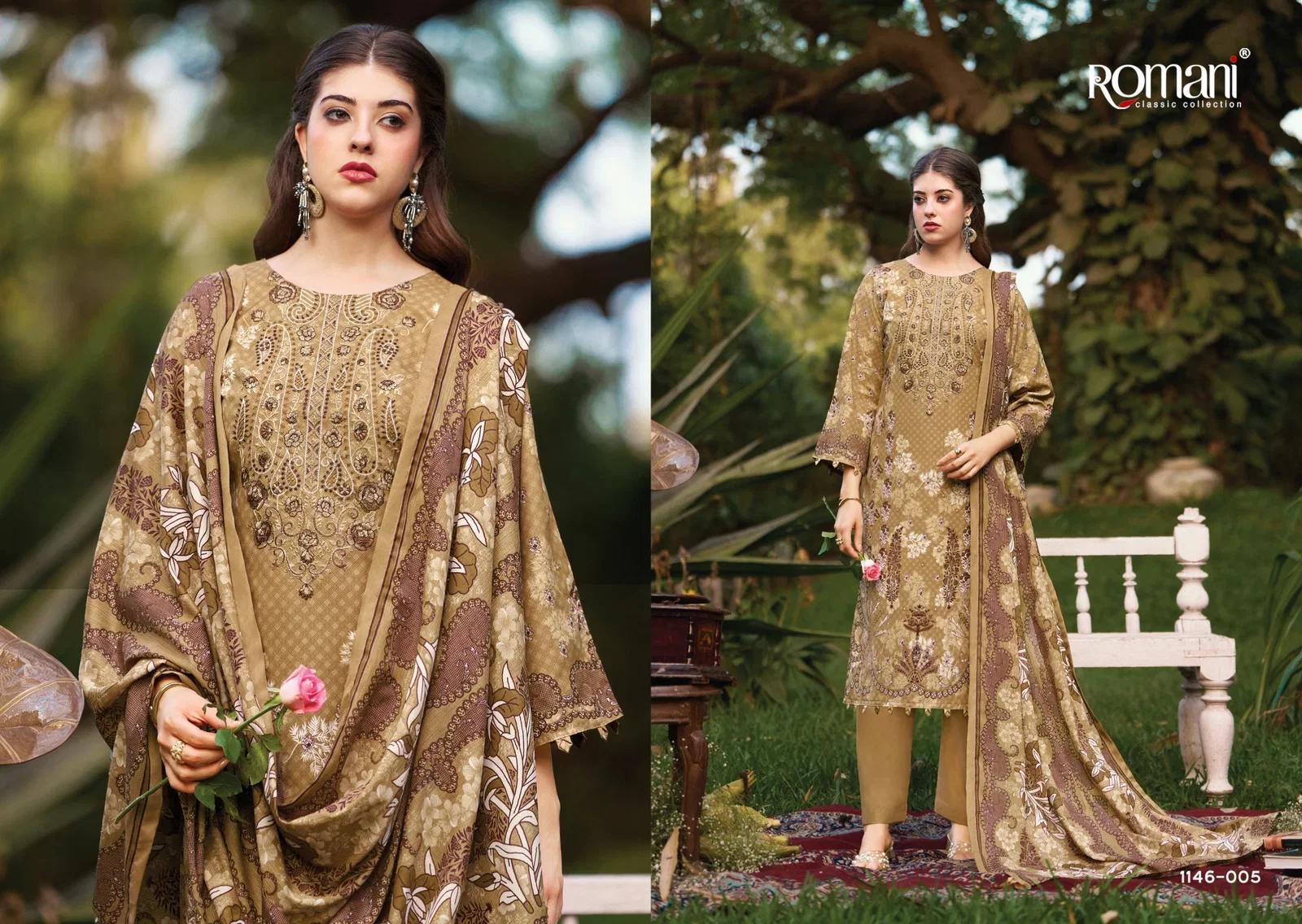 Buy Romani Needle Wonder Vol 11 Cotton Digital Printed Embroidered Dress Material Wholesale 2026