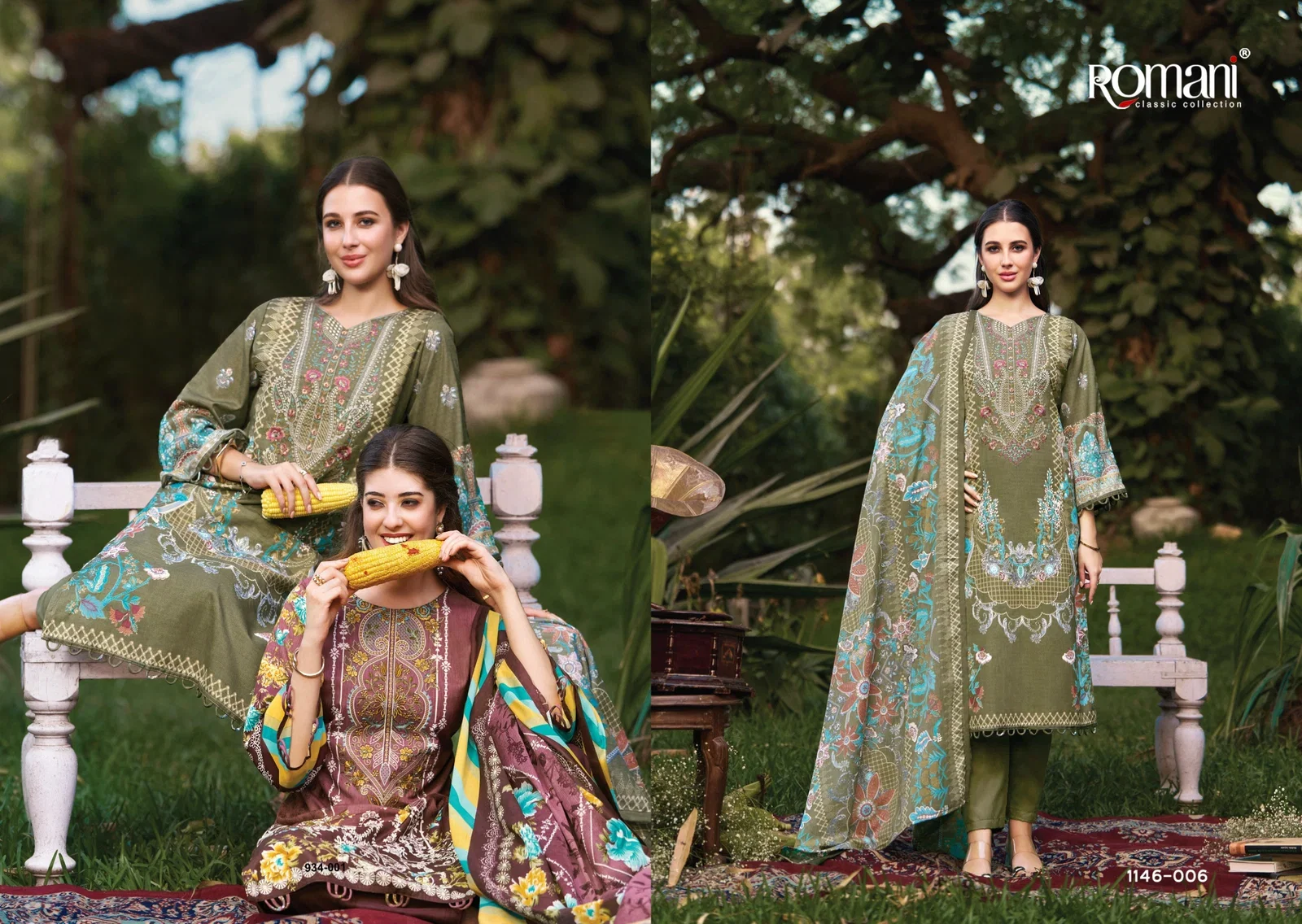 Buy Romani Needle Wonder Vol 11 Cotton Digital Printed Embroidered Dress Material Wholesale 2026
